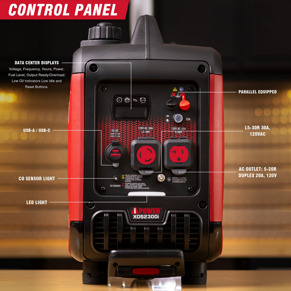XOS2300i Ultra Lightweight Inverter Generator(Refurbished) with CO alarm and LED light