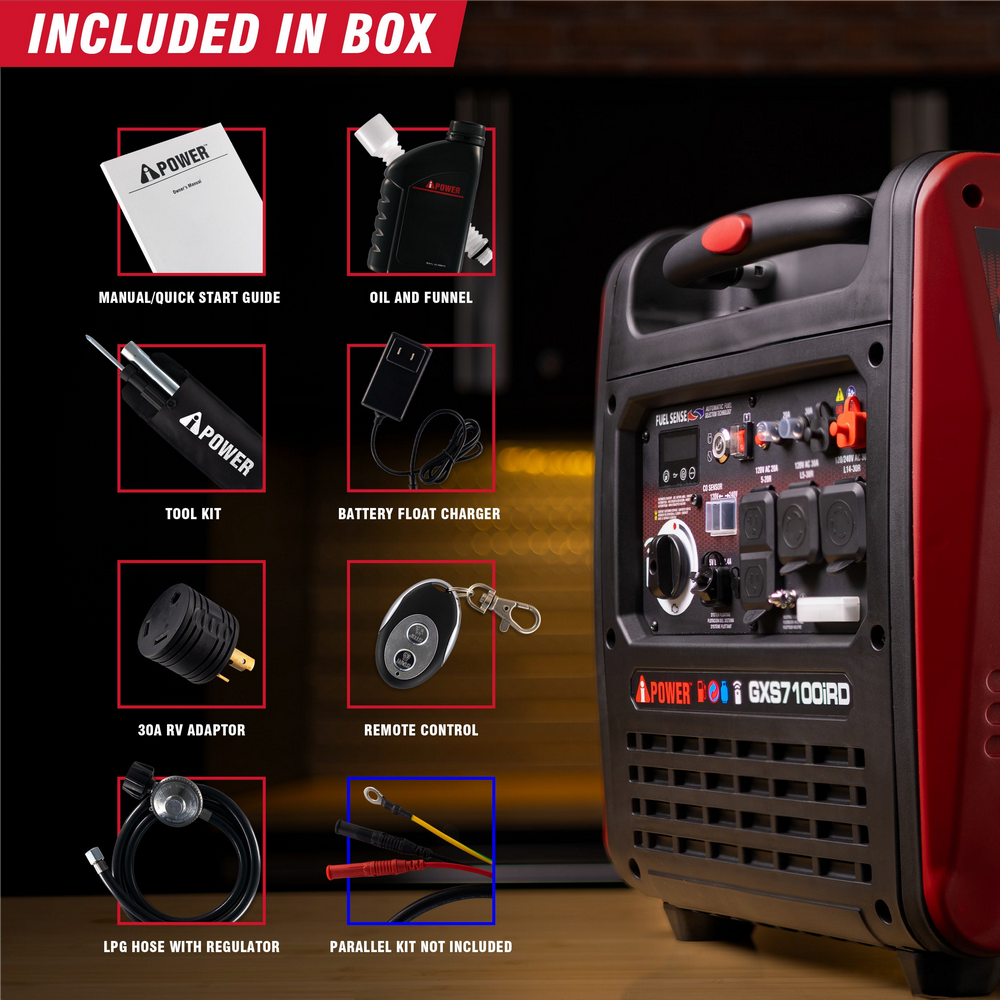 GXS7100iRD - 7100 Watt Dual Fuel With Remote Start Inverter Generator(Refurbished)