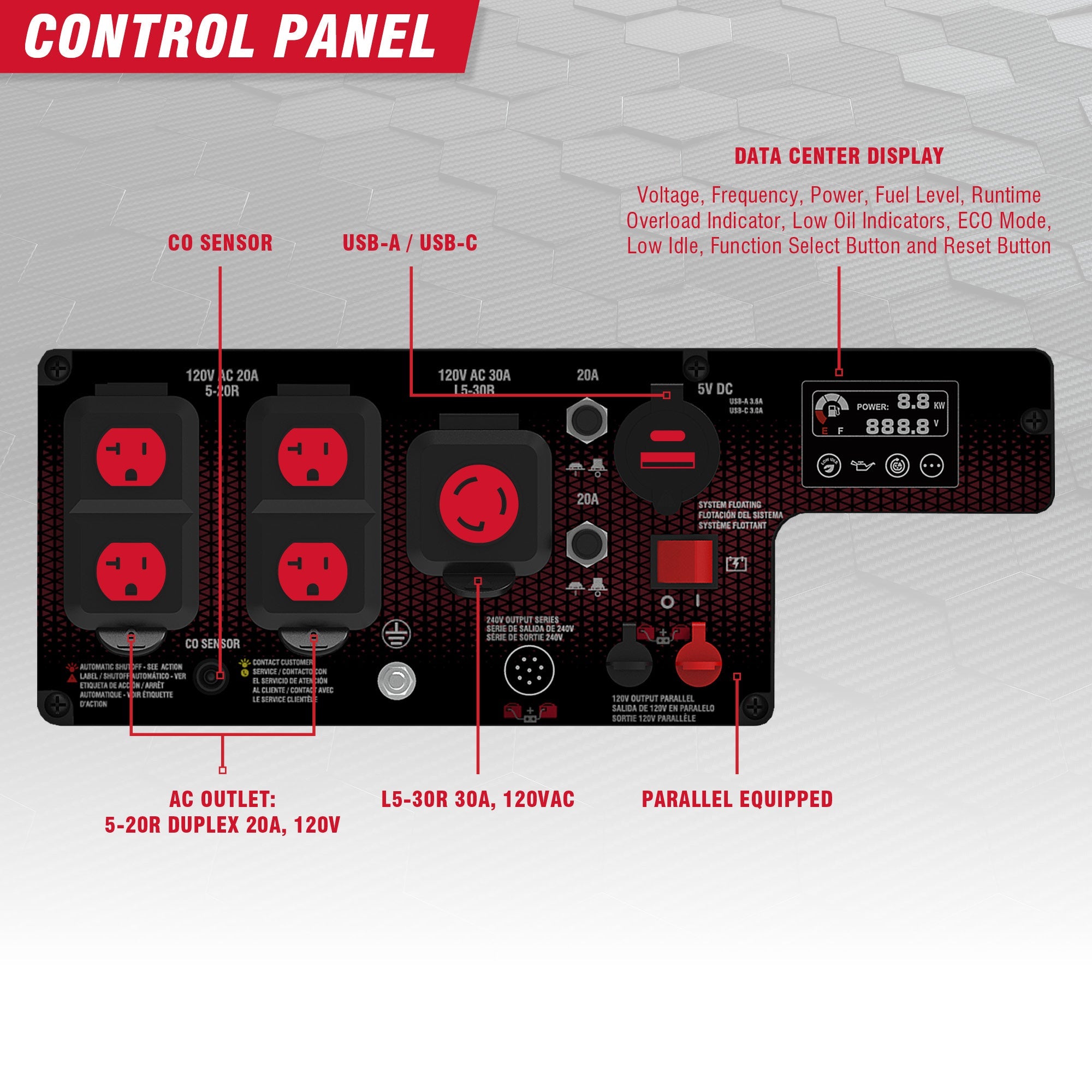XOS4600iDF Dual Fuel Open Frame Inverter Generator