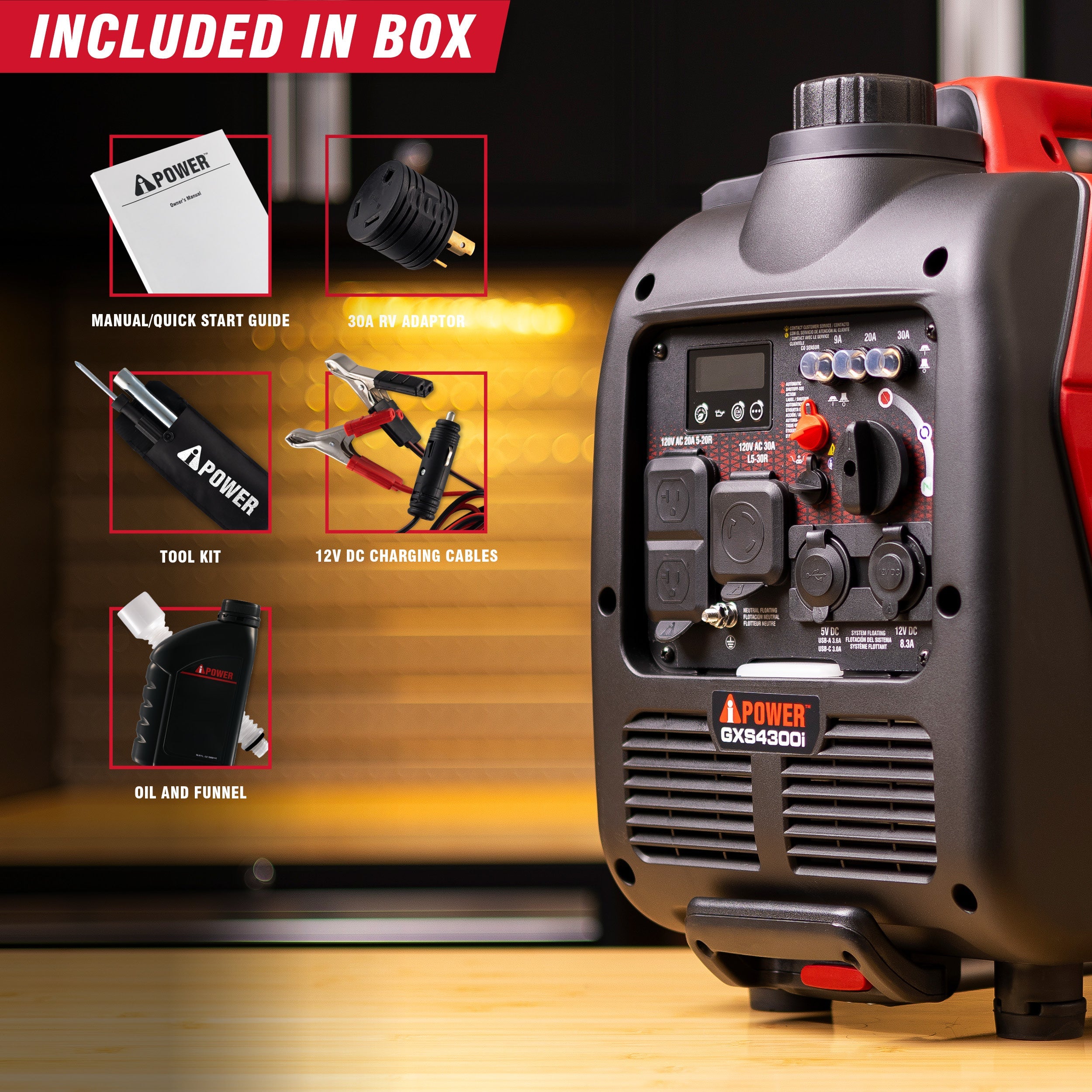 3500W / 4300W Portable Inverter Generator with CO Alert GXS4300i