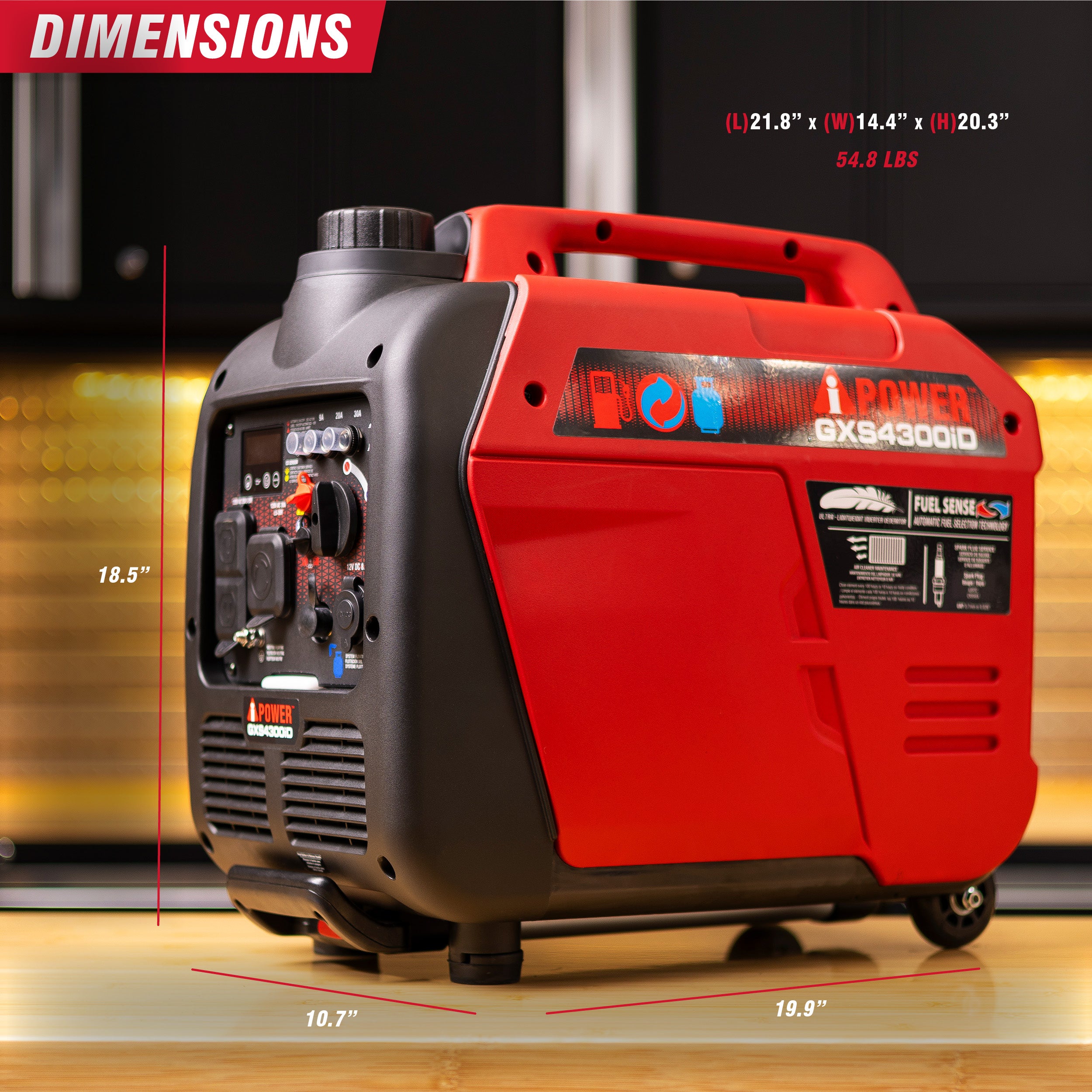 4300W Dual Fuel Inverter Generator With CO Alert, Ultra Lightweight GXS4300iD