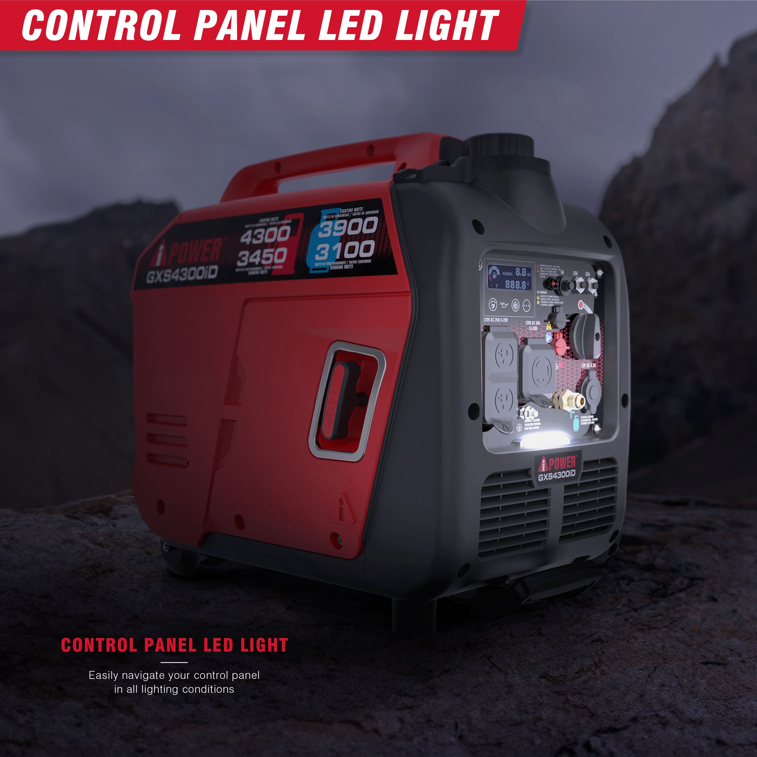 4300W Dual Fuel Inverter Generator With CO Alert, Ultra Lightweight GXS4300iD