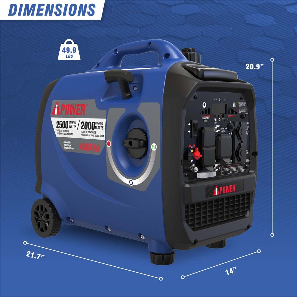 A-iPower 2500W Portable Inverter Generator Yamaha Engine Super Quiet Gas Powered for Camping RV Emergency Power SC2500i