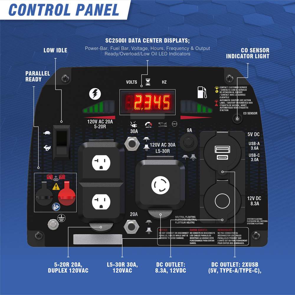 A-iPower 2500W Portable Inverter Generator Yamaha Engine Super Quiet Gas Powered for Camping RV Emergency Power SC2500i