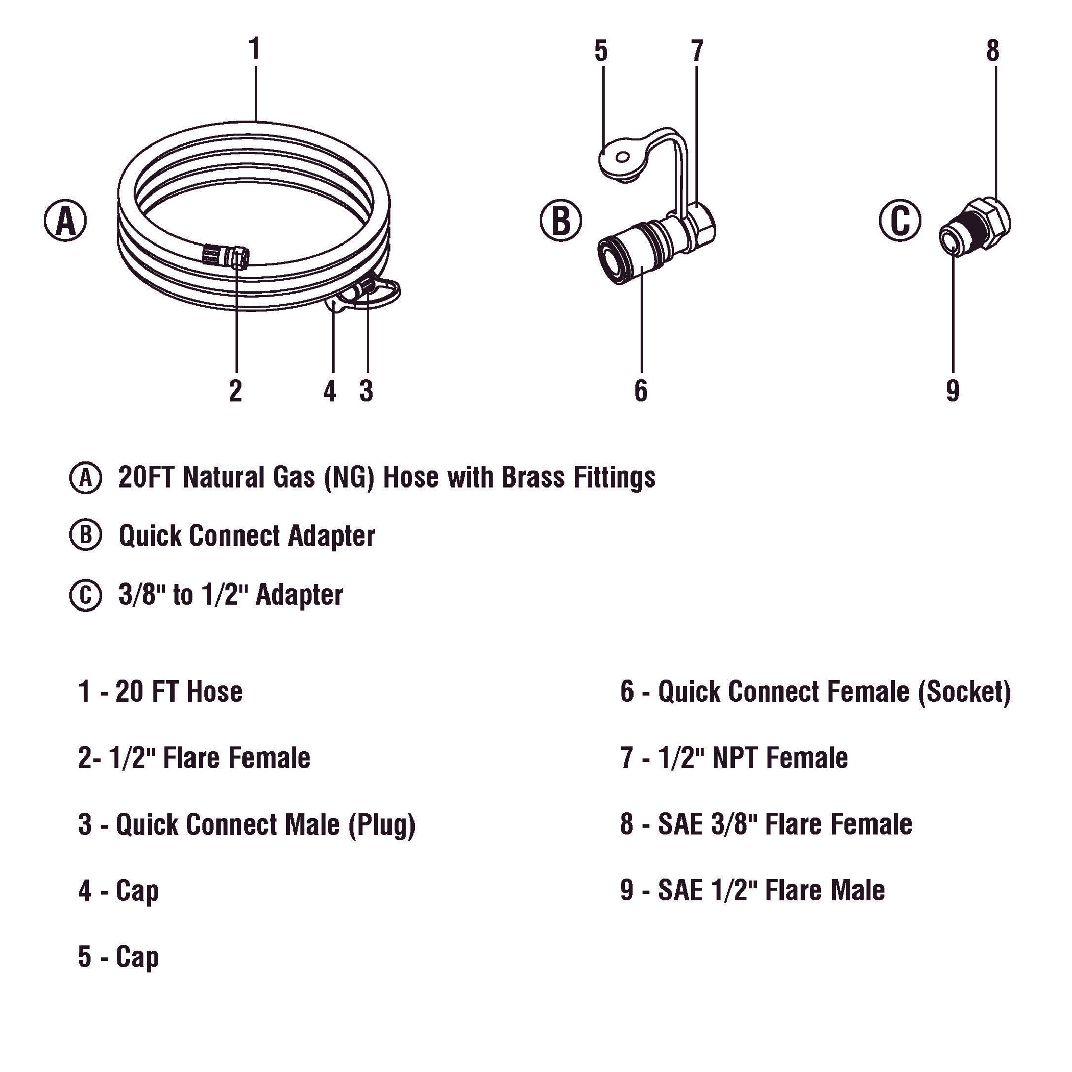 H1002 20’ Quick Connect 1/2