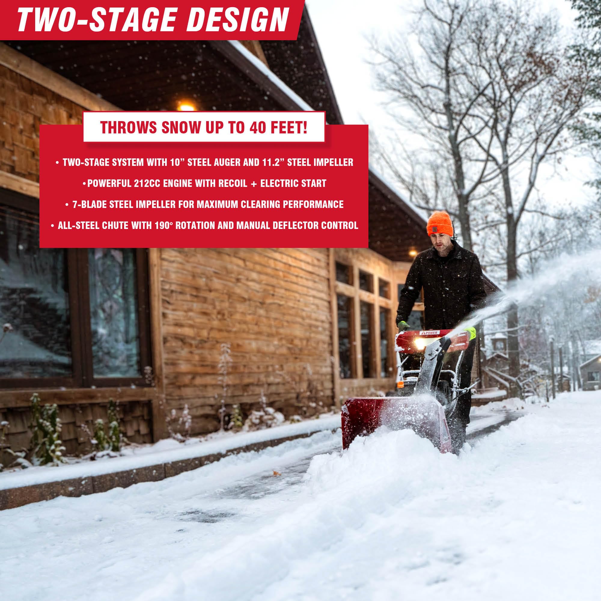 A-iPower 24 Inch Two-Stage Gas Snow Blower ASB24