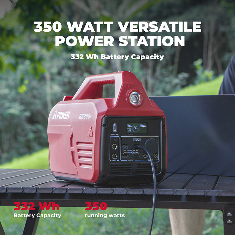 A‑iPower 332 Wh Lithium Portable Power Station 700 W Peak/350 W Rated Pure Sine Battery Generator Home Backup Camping RV GS350i