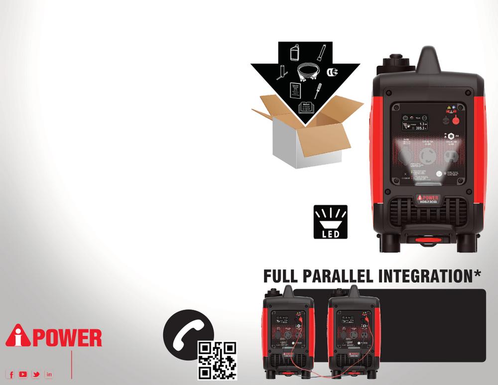 XOS2300i Ultra Lightweight Inverter Generator(Refurbished) with CO alarm and LED light