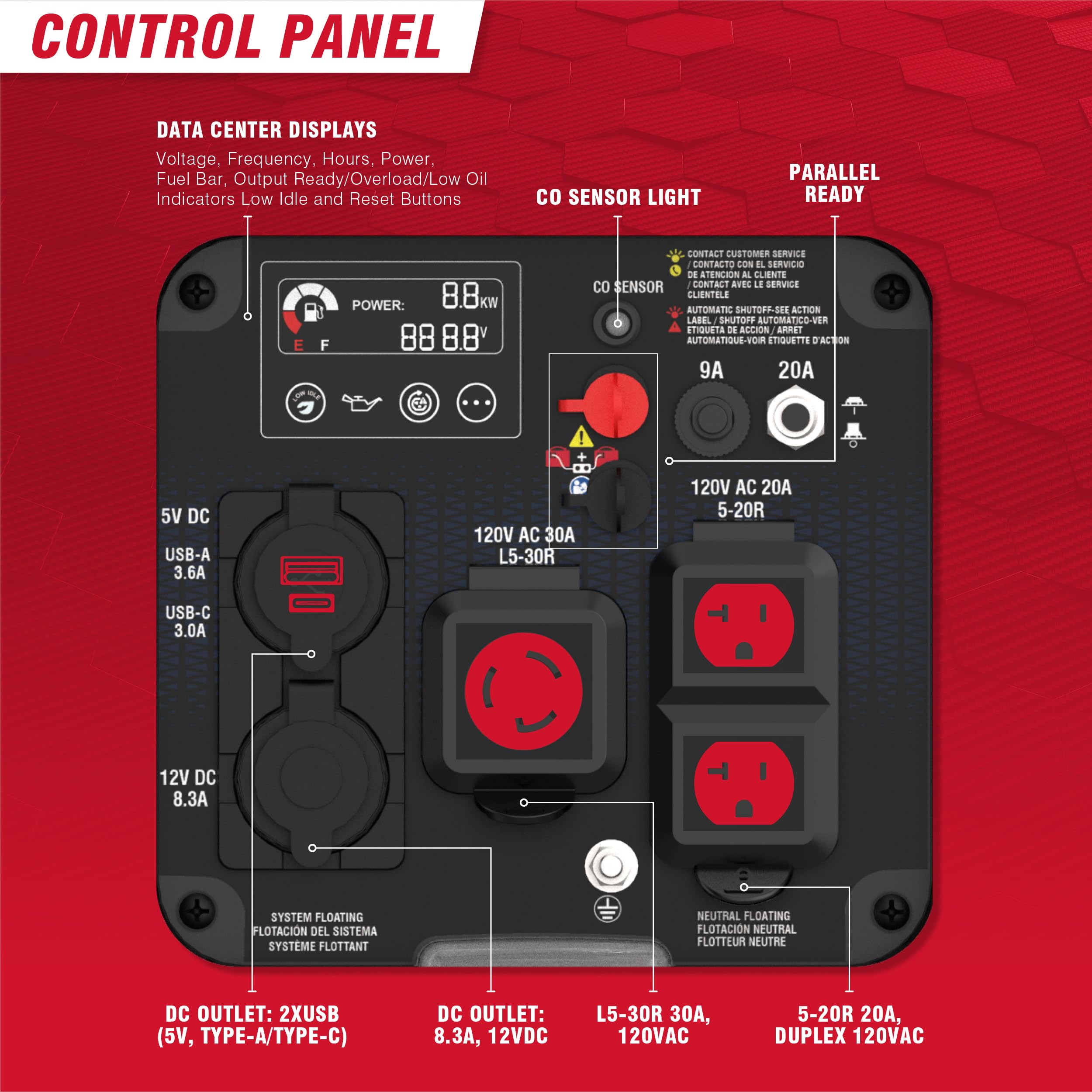 A-iPower 2300 Watts Portable Inverter Generator , Super Quiet & Lightweight A-iPower SUA2301i for Camping, RV, Home Backup