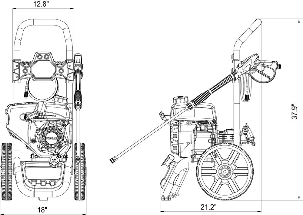 APW3200KH - 3200 PSI 2.40 GPM Gas Powered<br> Kohler Engine Pressure Washer