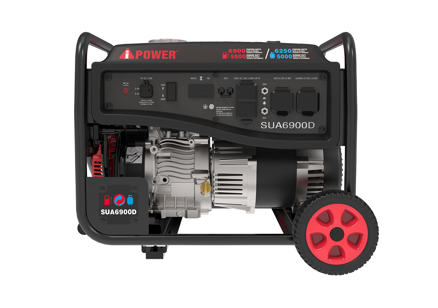SUA6900D - 6900 Watt Dual Fuel Portable Generator